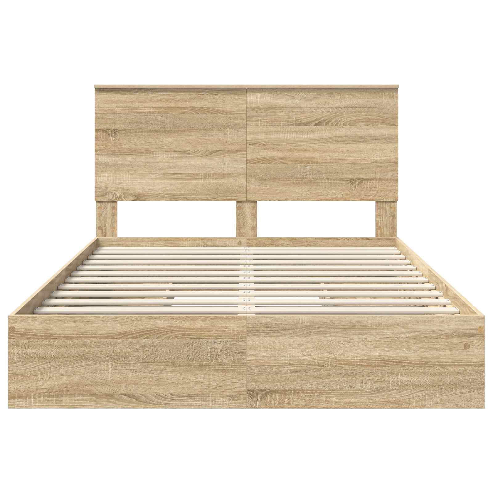 Lit de rangement chêne 140 x 190 cm panneau de bois - 8