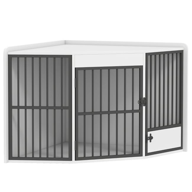 Cage chien blanche MDF/métal, alimentation, petits/moyens. | Leroy Merlin
