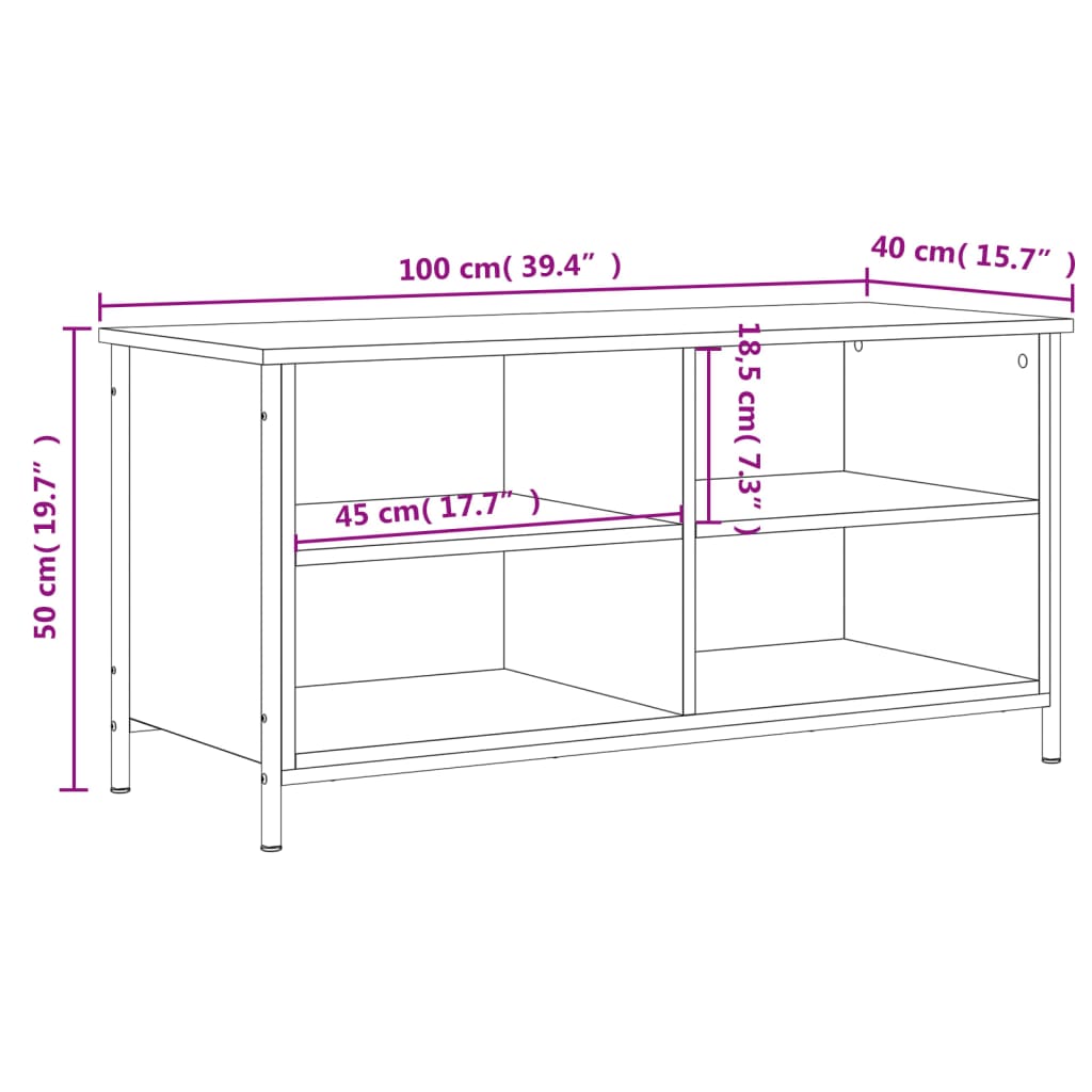 Meuble TV Sonoma gris 100x40x50 Bois d'ingénierie - 9