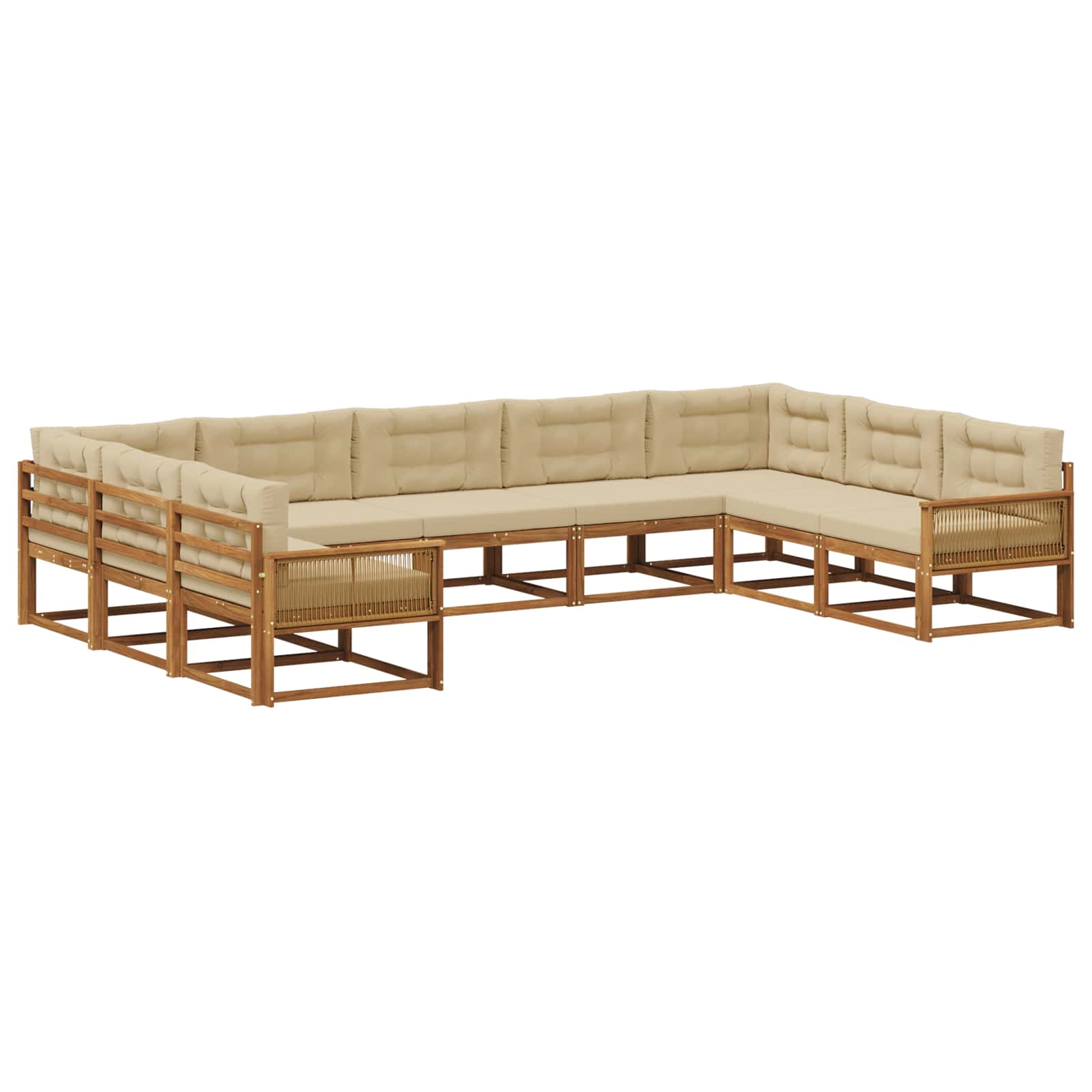 Ensemble de canapés d'extérieur, 9 pièces, naturel et beige, pour la terrasse - 2