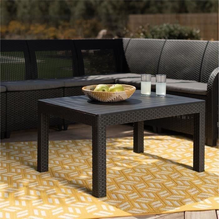 Canapé d'angle ALLIBERT by KETER - 6 personnes - Imitation rotin tressé avec table basse - Gris graphite - SanRemo - 7