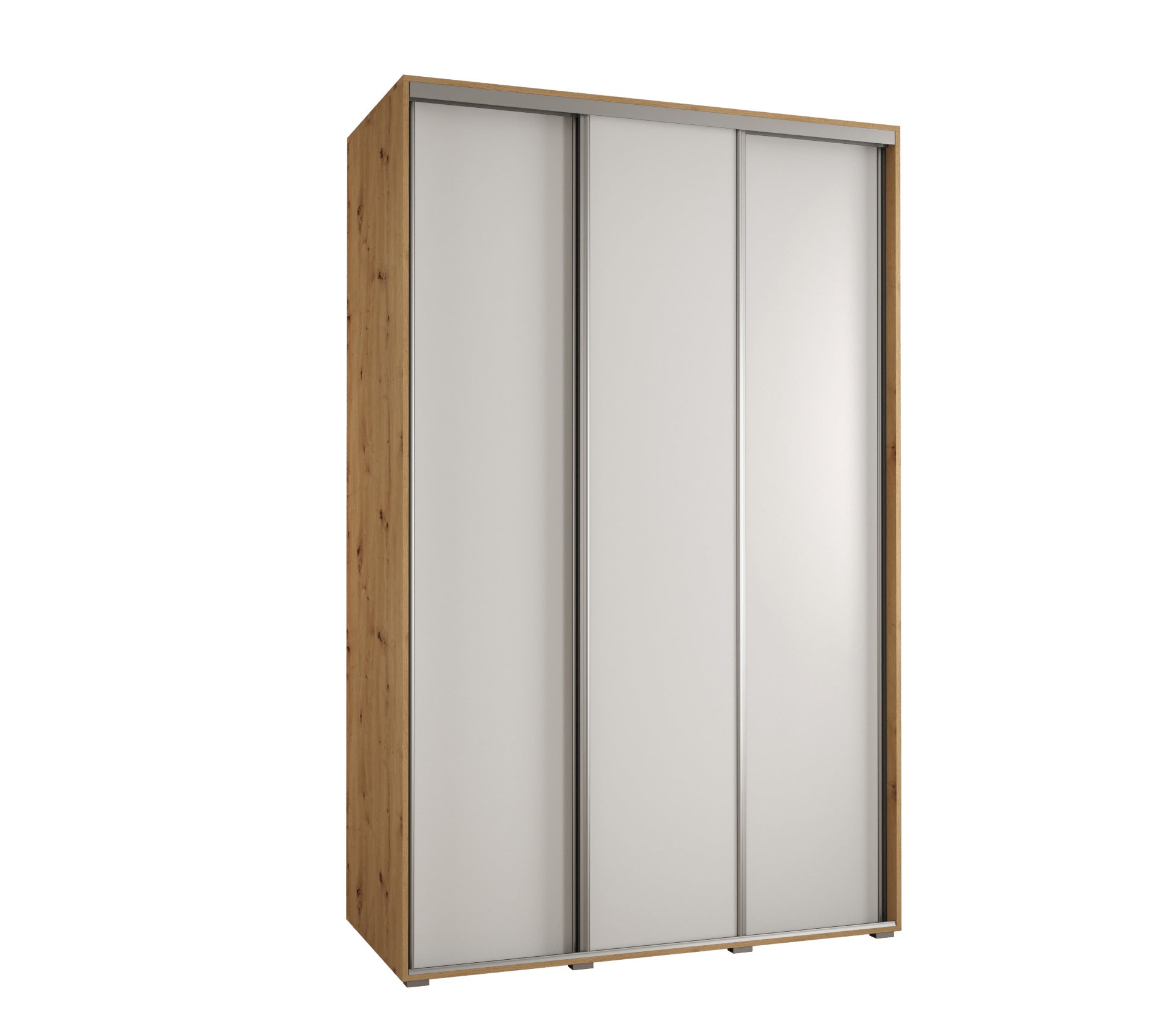 Szafa przesuwna wysoka Davos 1 160 x 45 x 235,2 cm artisan + biały + u. srebrny - Abiks Meble