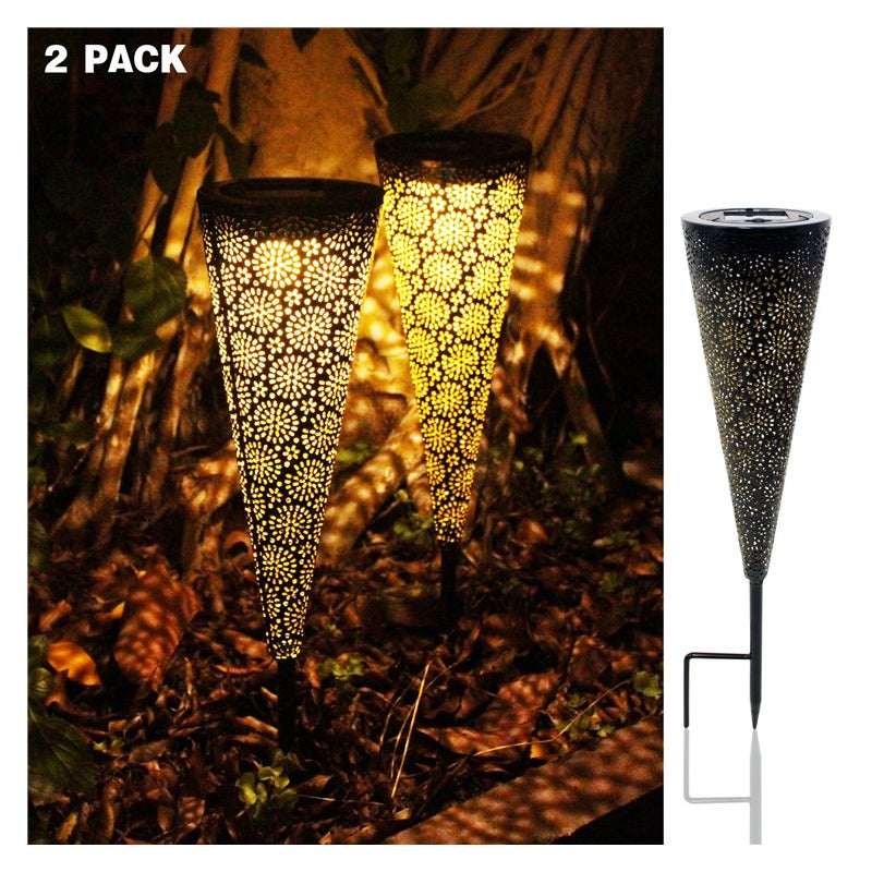 1 szt. Lampa Ogrodowa Solarna Led w Kształcie Stożka Wodoodporne Oświetlenie Zewnętrzne Dekoracyjne do Trawnika i