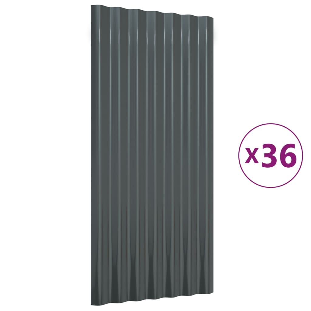 Paneles tejado 36 uds acero recubierto gris antracita 80x36 cm