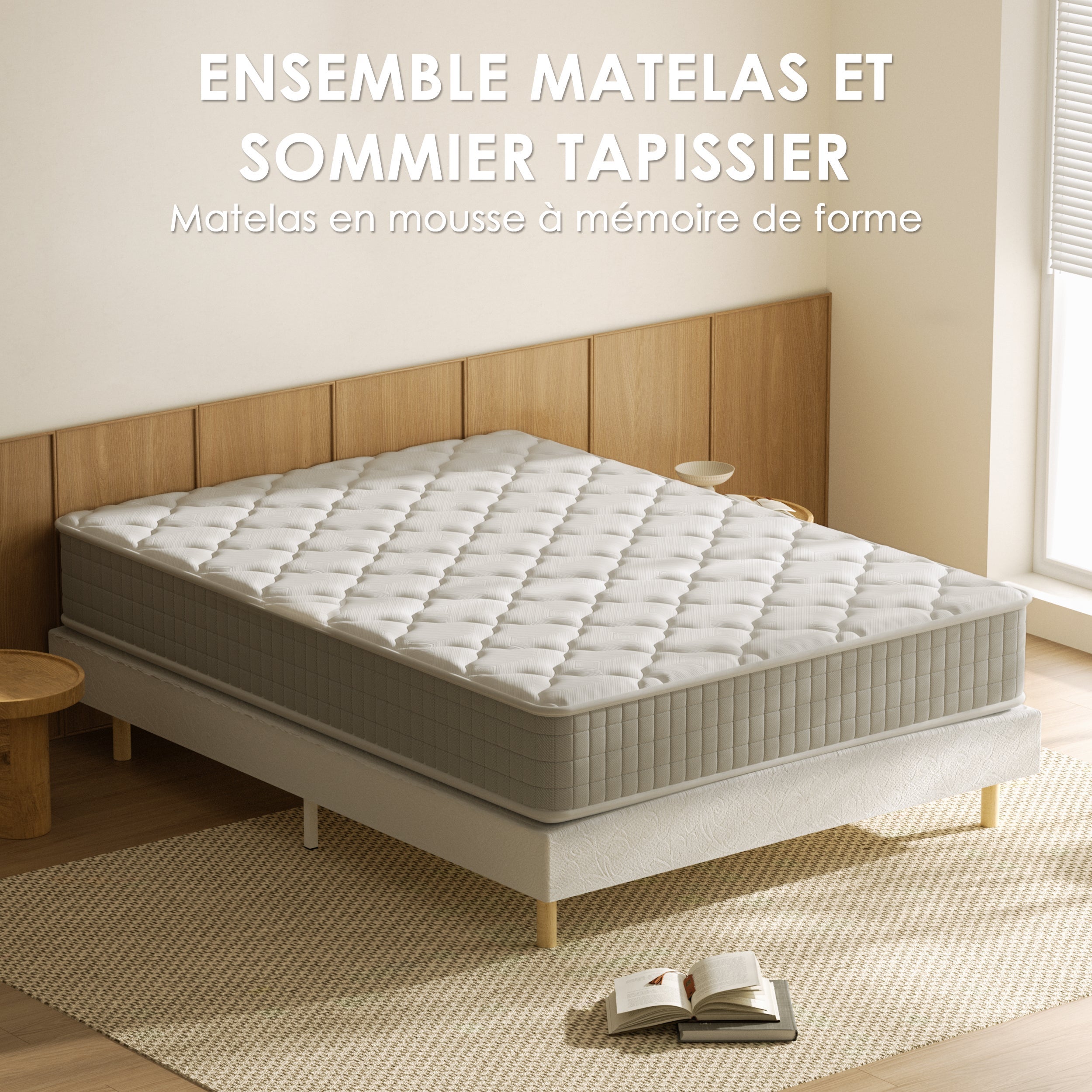 DEWINNER Ensemble Sommier et Matelas 160x200 cm, Lit 2 Personnes Complet avec Sommier Tapissier (Matelas 160x200x25+Sommier) - 5