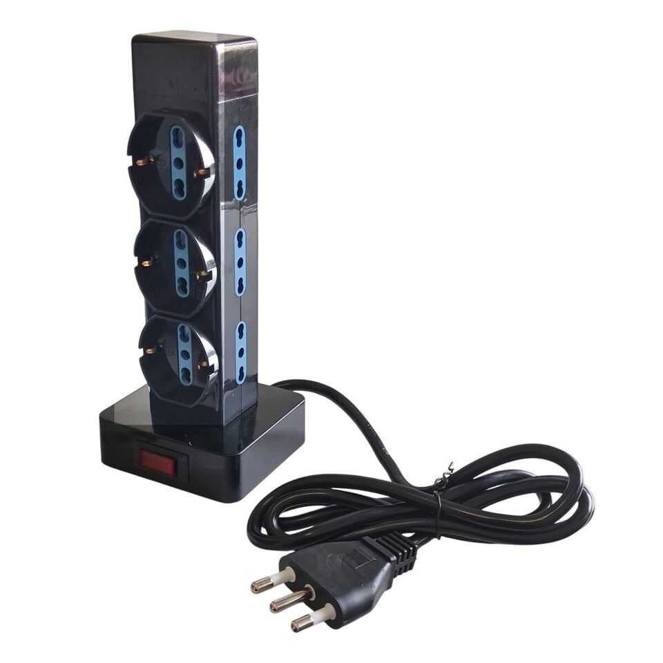 TOUR MULTIPRISE VERTICALE 9 PRISES 16 A SCHUKO 250 V INTERRUPTEUR MARCHE/ARRÊT - 2