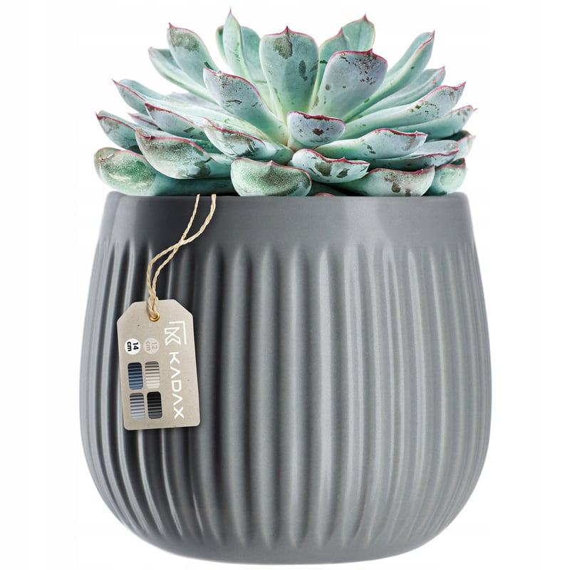 DONICZKA DONICA CERAMICZNA NA KWIATY OSŁONKA KWIETNIK OKRĄGŁA 14 cm SZARA