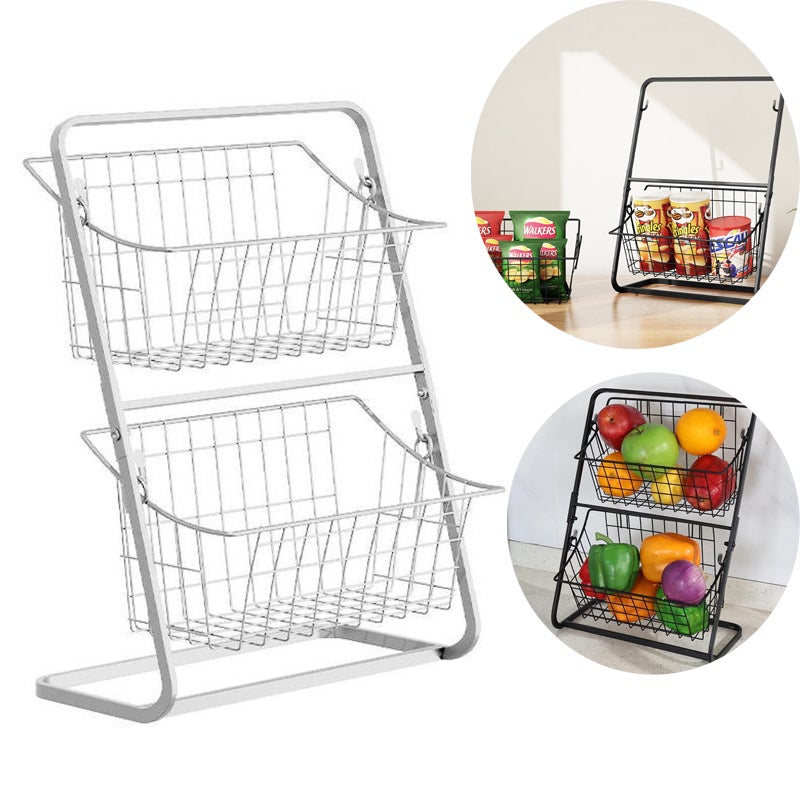 2-poziomowy stojak na przyprawy do kuchni, kosz na owoce, półka do przechowywania na blacie łazienkowym, spiżarni, biurku