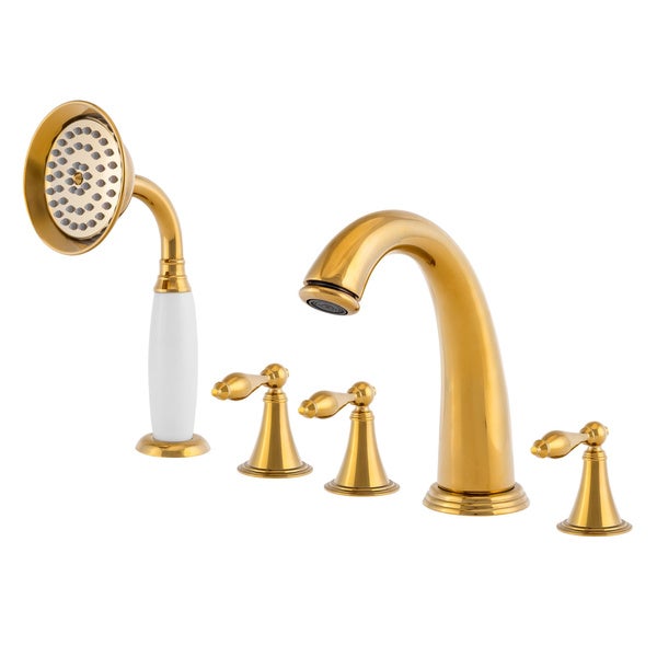 BATERIA WANNOWA 5-OTWOROWA NAWANNOWA STOJĄCA RETRO ZŁOTA