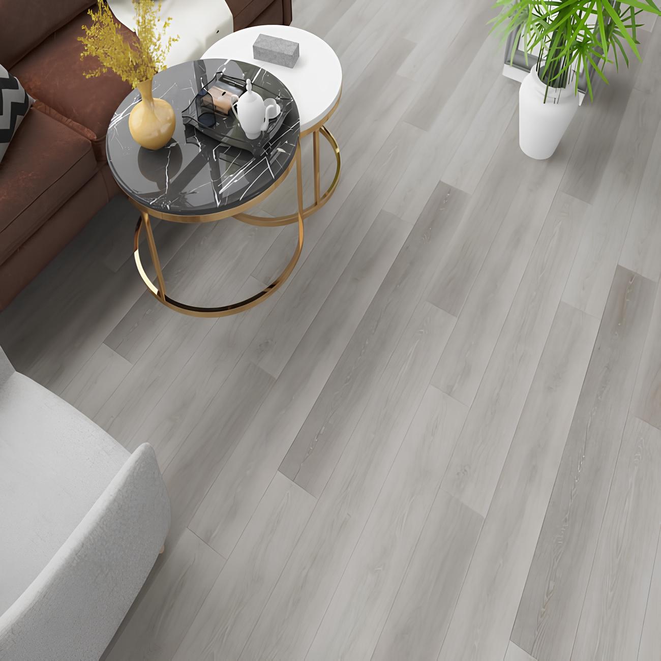 Sol PVC - Lames PVC clipsable avec sous couche intégrée- GARANTIE 20 ans -Ep. 5,5 mm- Gris foncé - Dimensions L 122 cm x l 23 cm - 5