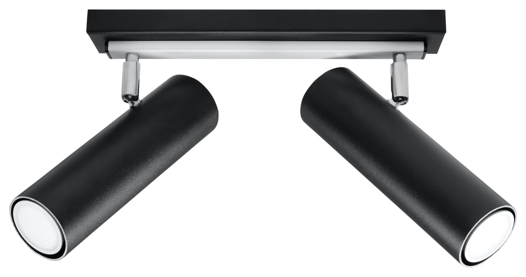 Reflektor sufitowy spot natynkowy Direzione listwa czarny-chromowany 2xGU10x40W wym: 30 x 30 cm metal Sollux Lighting