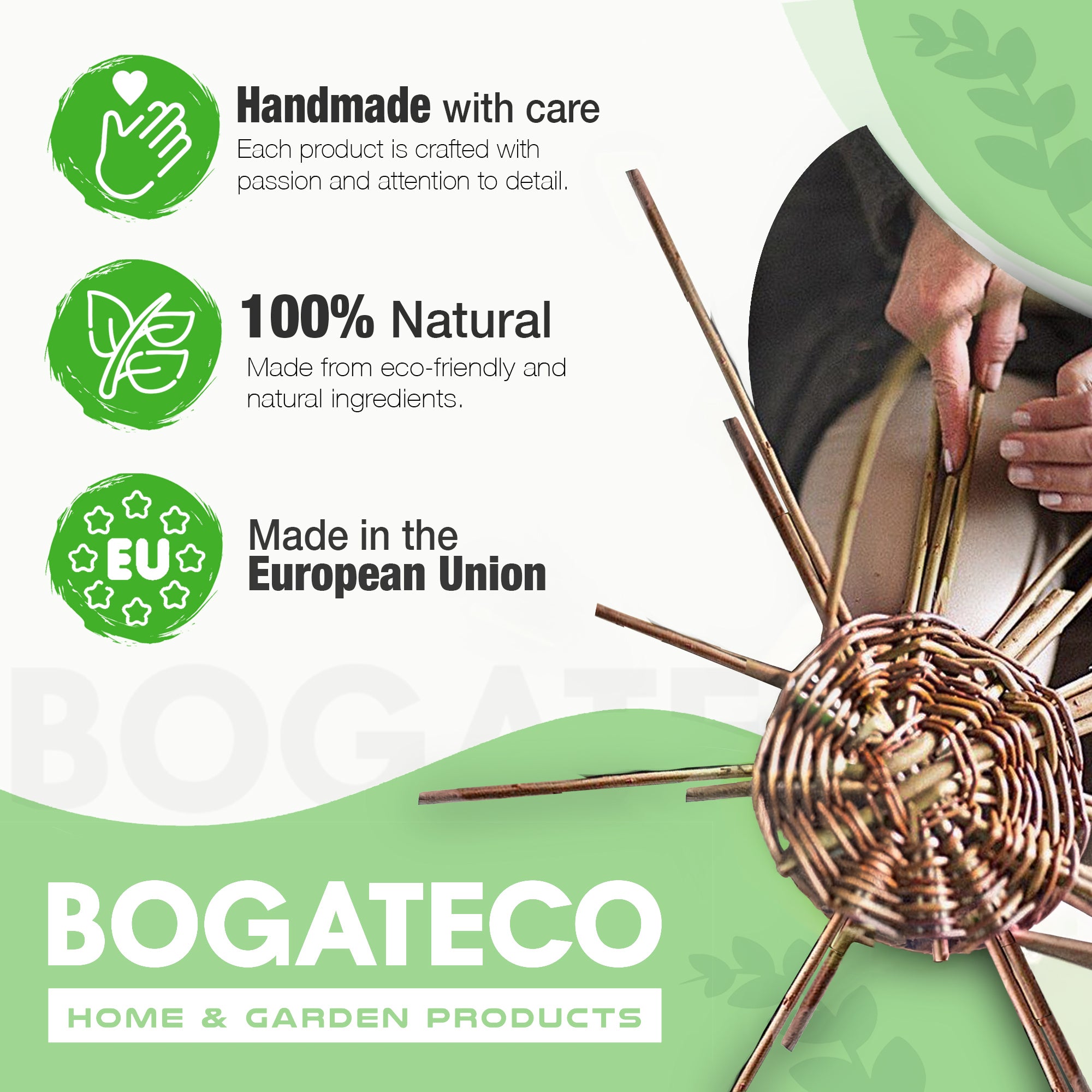 10 x Bordure clôture en osier BOGATECO en saule | 60 cm de longueur et 20 cm de hauteur | Bordure de pelouse de clôture en bois - 6