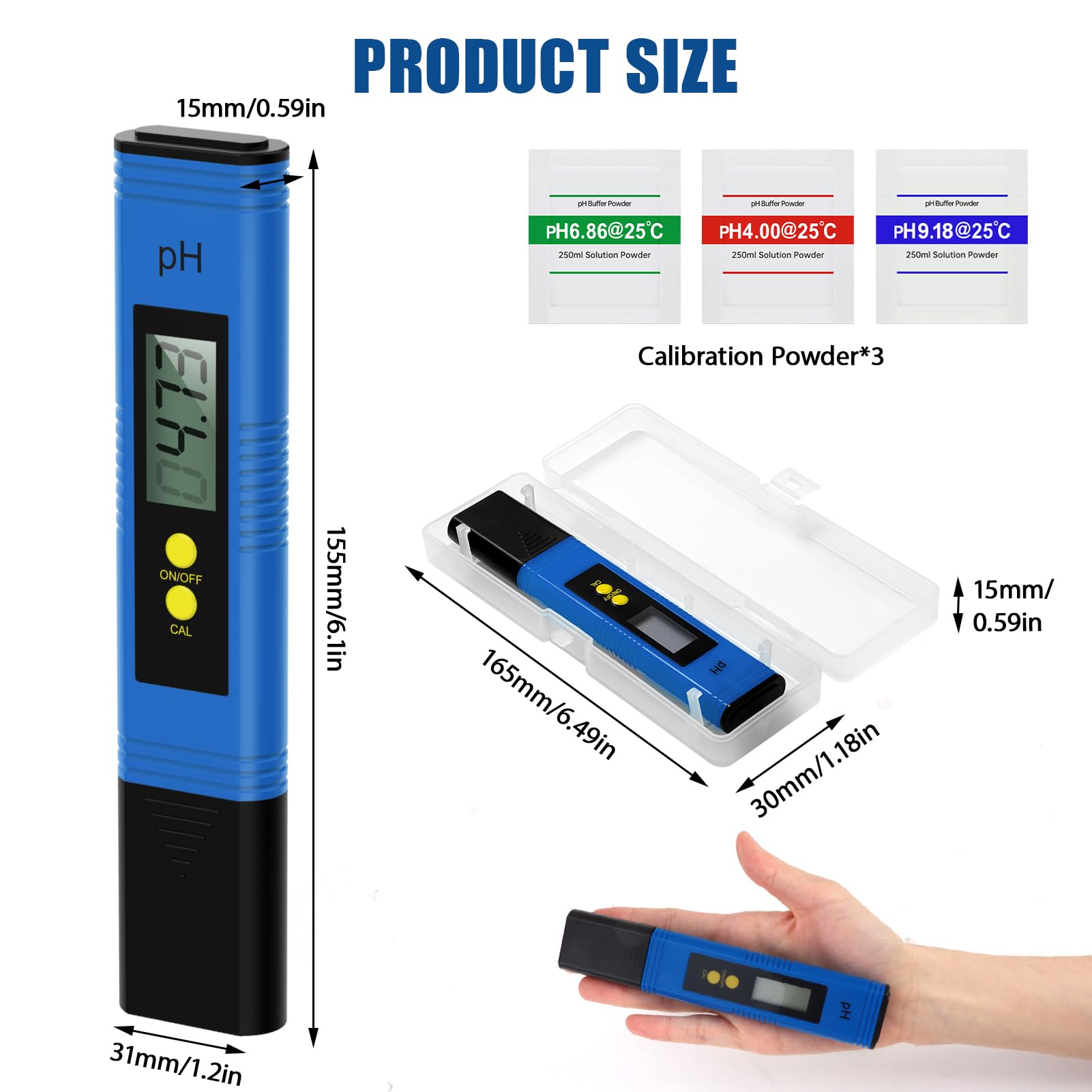 PH Mètre Numérique, PH Testeur 0-14 PH 0.01 Haute Précision Testeur, PH Piscine Testeur avec Fonction D'étalonnage Automatique, Testeur pH Mètre - 4