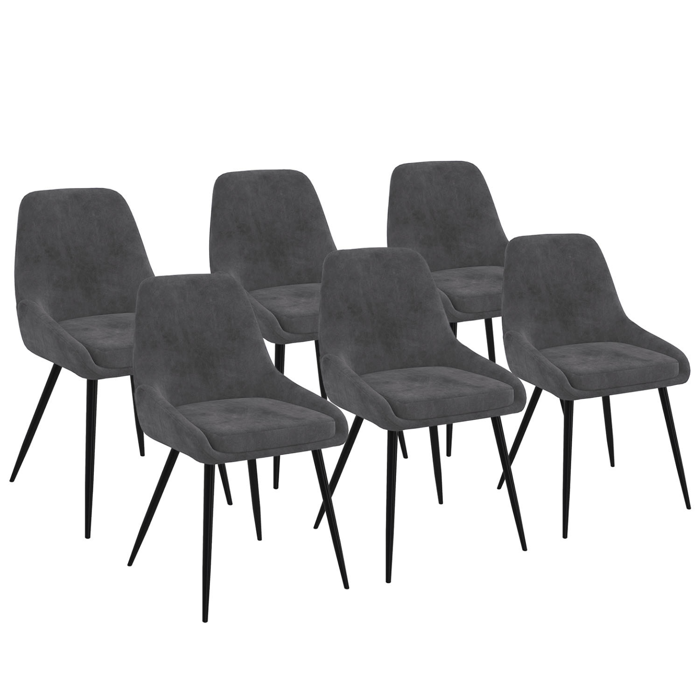 Lot de 6 chaises THALYA en velours gris foncé avec accoudoirs - 2