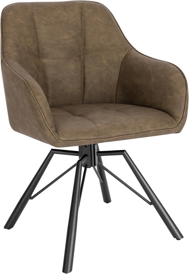 WOLTU Chaise Pivotante à 360°,Chaise Salle à Manger Scandinave,Fauteuil en Faux Cuir Vintage,Marron