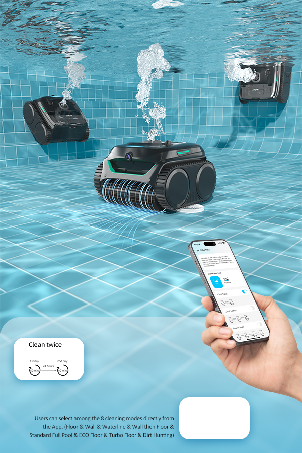 Robot de Piscine Sans Fil WYBOT C2 Vision avec Smart Vision, Navigation Intelligente, 8 Modes de Nettoyage, batterie longue durée - 4