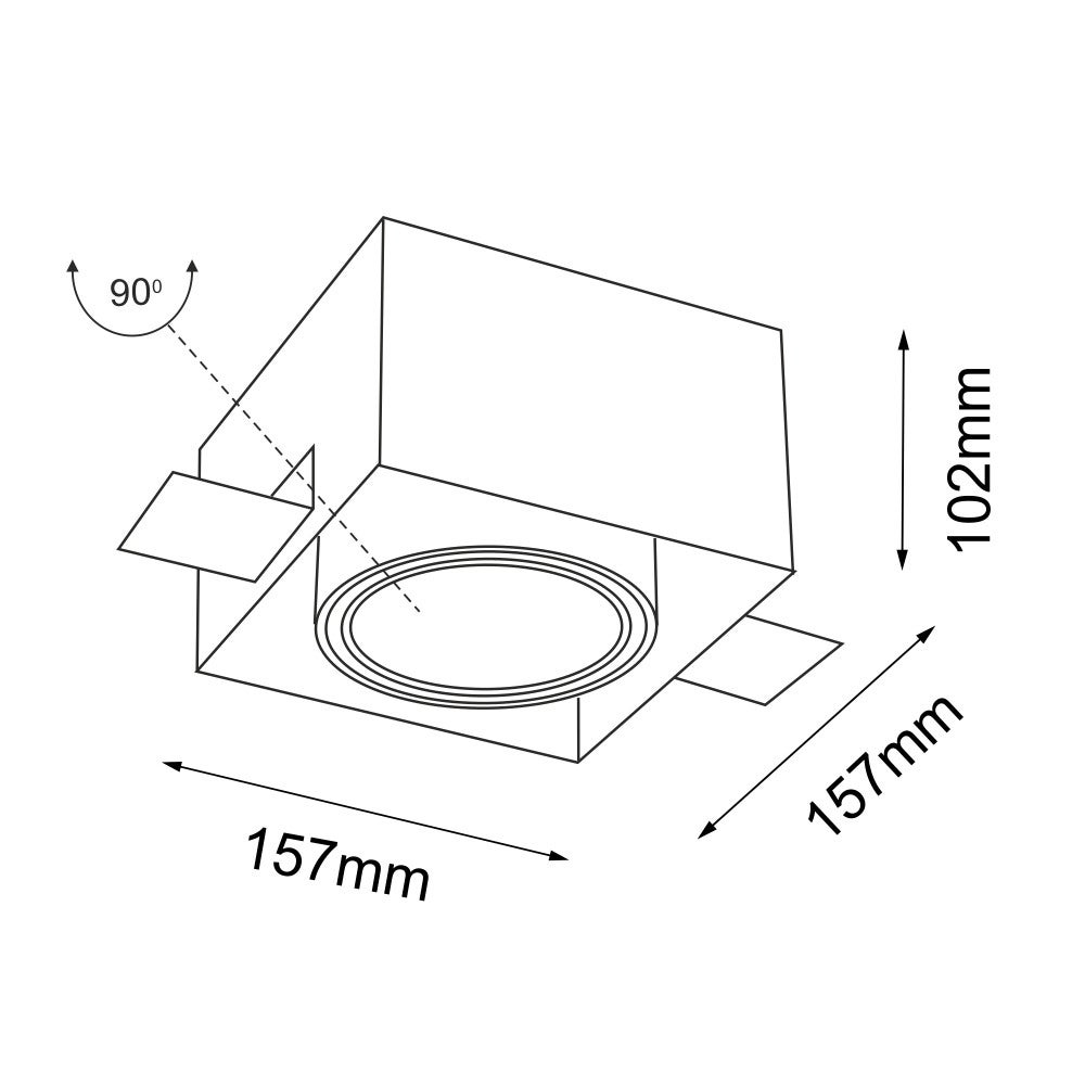Oprawa sufitowa wpuszczana oczko Komoro czarna 1xGU10x18W kwadratowa ruchoma IP20 wym: 10,2 x 15,7 x 15,7 cm metal Shilo - 2