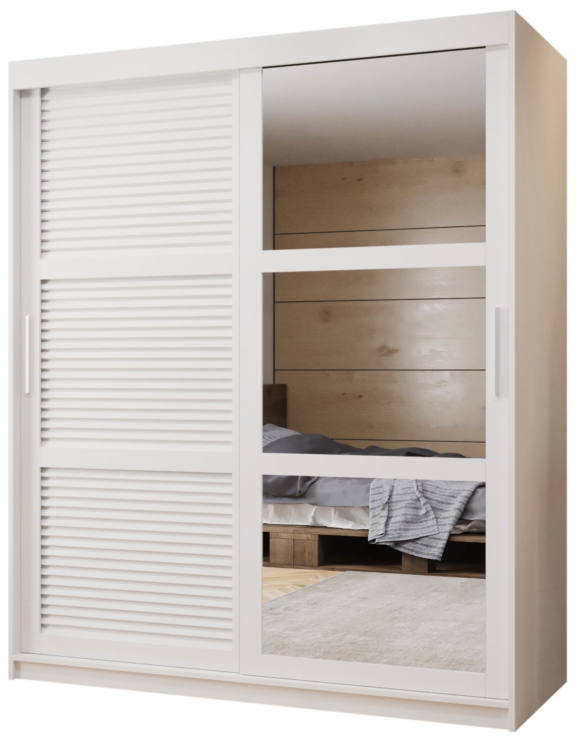 Szafa przesuwna garderoba ŻALUZJA 2 150 x 62 x 200 cm Biały - Abiks Meble
