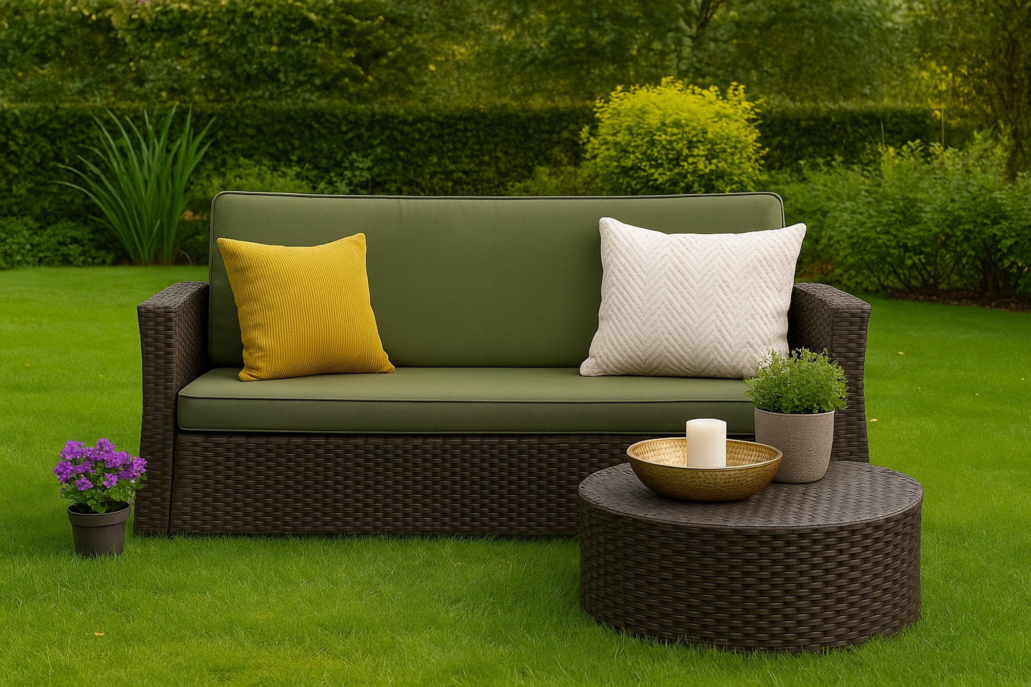 Coussins de canapé meubles de jardin en résine tressée Vert, Coussins balançoire d'extérieur 100x50x50cm Coussin pour banquette 2 places-Slim - 5