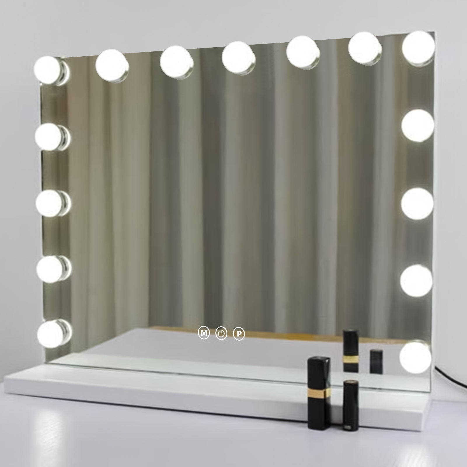 Miroir De Maquillage LED Hollywood S'AFIELINA 60 Cm – Éclairage 3 Températures, Rotation 360°, Contrôle Tactile, Blanc