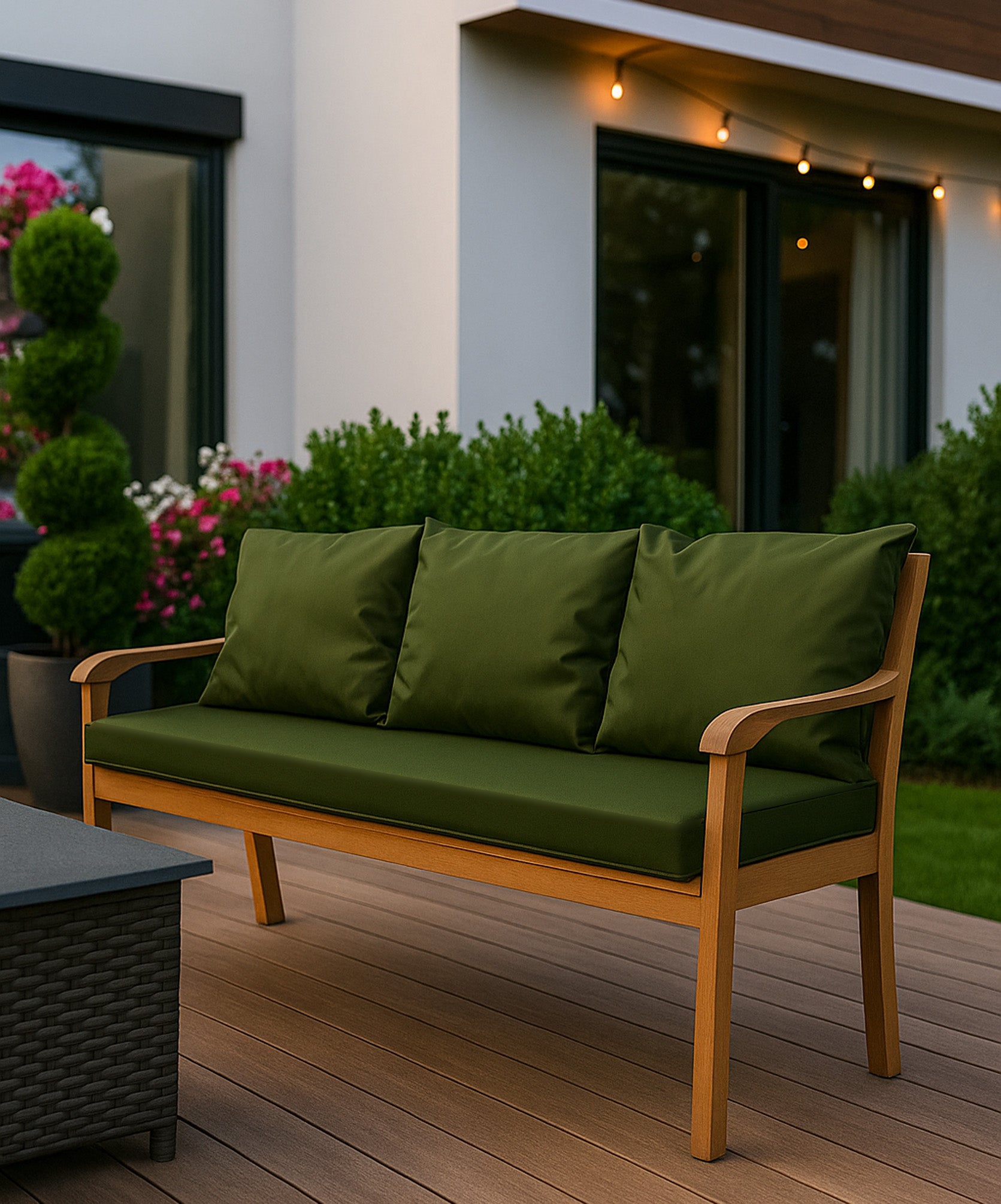 Coussin pour banc 160x50x50cm, Coussins pour balancelle de jardin Vert, couvertures amovibles, Coussin extérieur/intérieur - 4