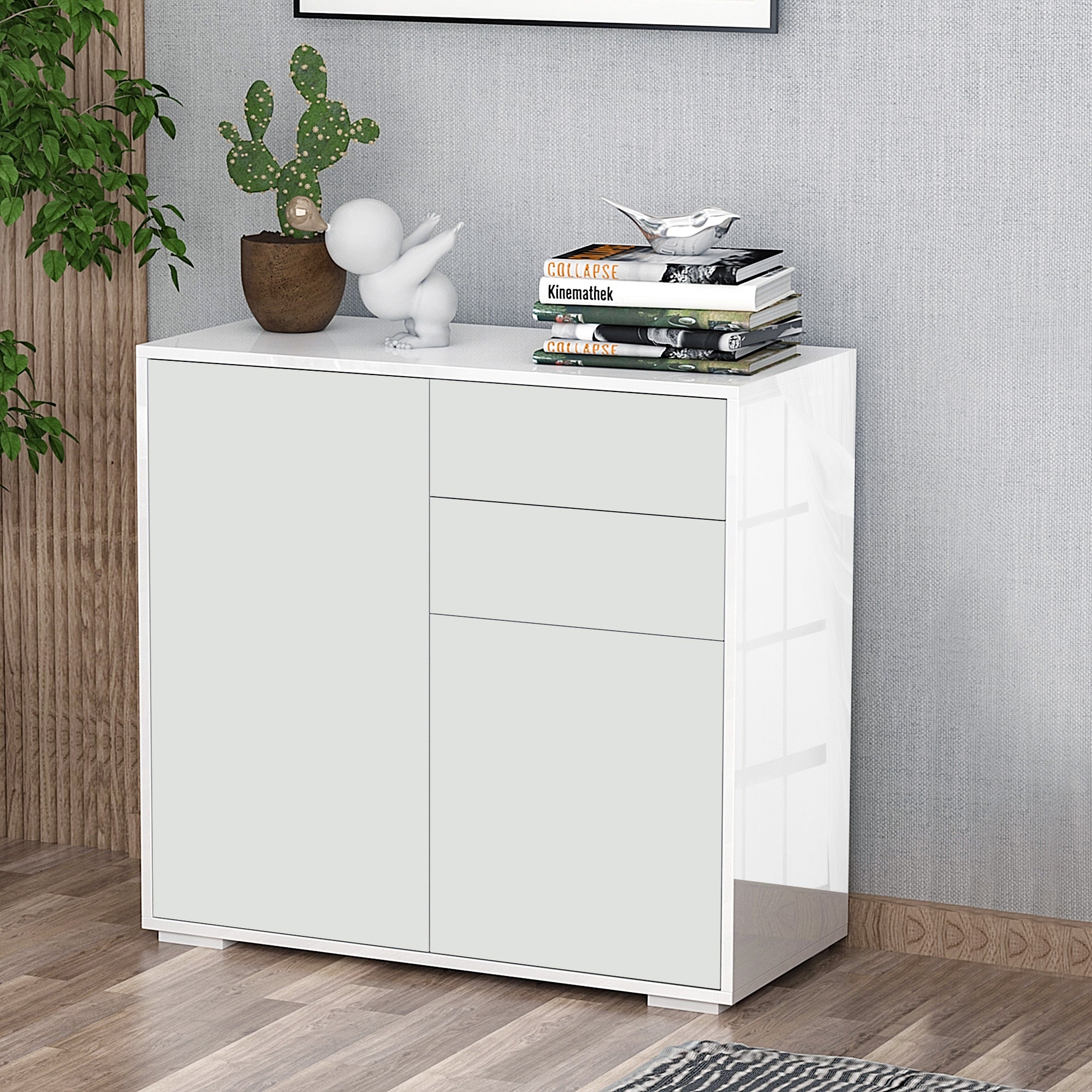 Meuble de rangement avec 2 tiroirs et 2 placards blanc | Leroy Merlin