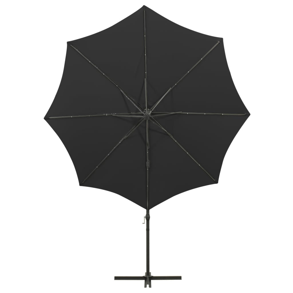 Parasol déporté avec mât et lumières LED Noir 300cm 3 - 7