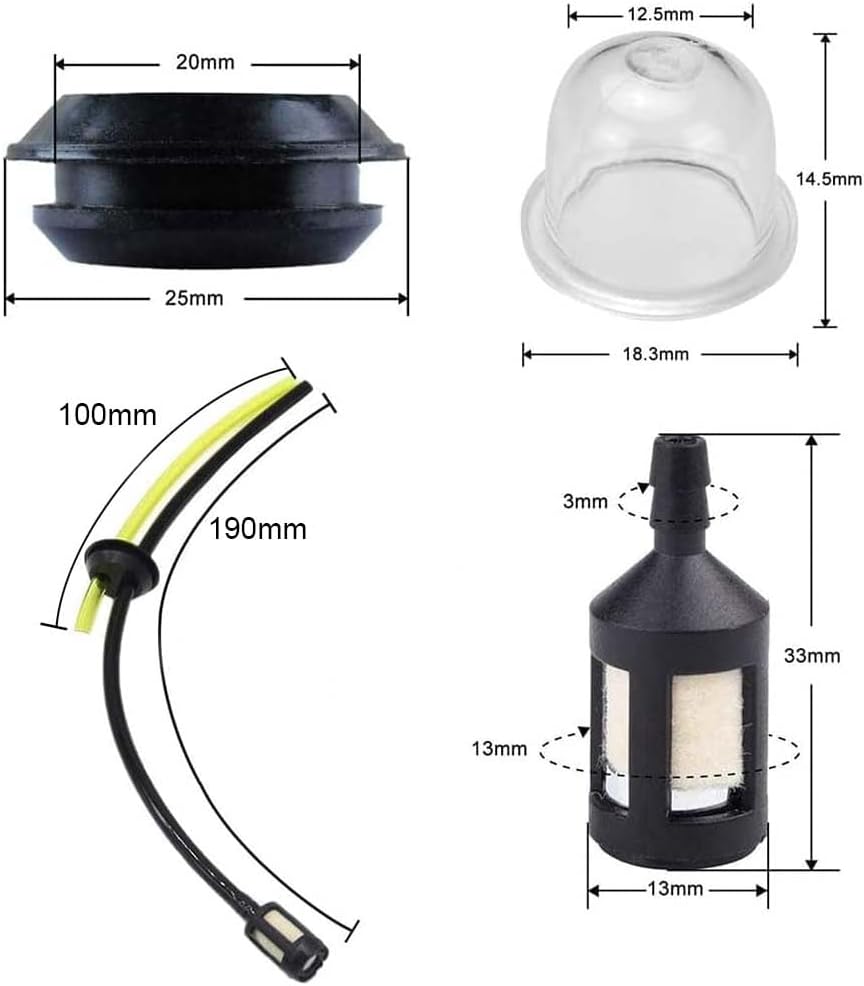 Kit Tuyaux Essence Avec Filtre - Pour Tondeuse, Débroussailleuse - Universel Avec Poire D'Amorçage