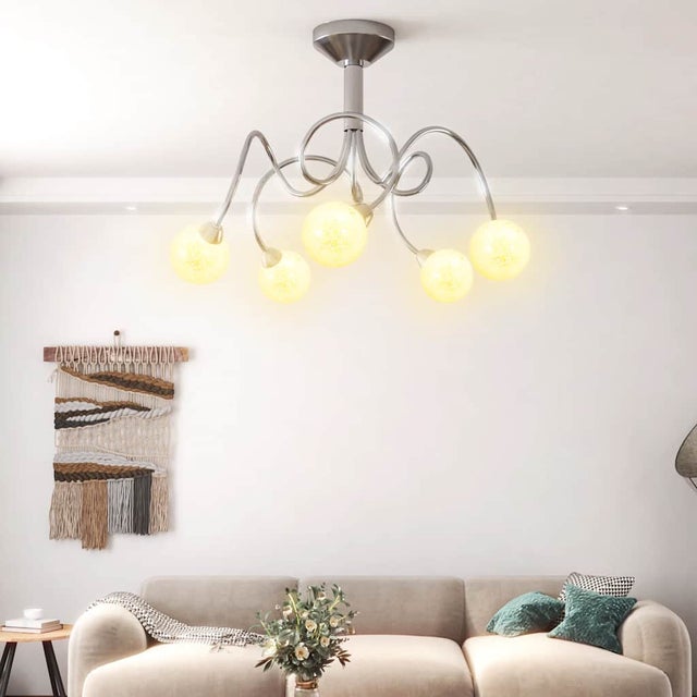 Lampa sufitowa, okrągłe szklane klosze, 5 żarówek LED, G9 vidaXL