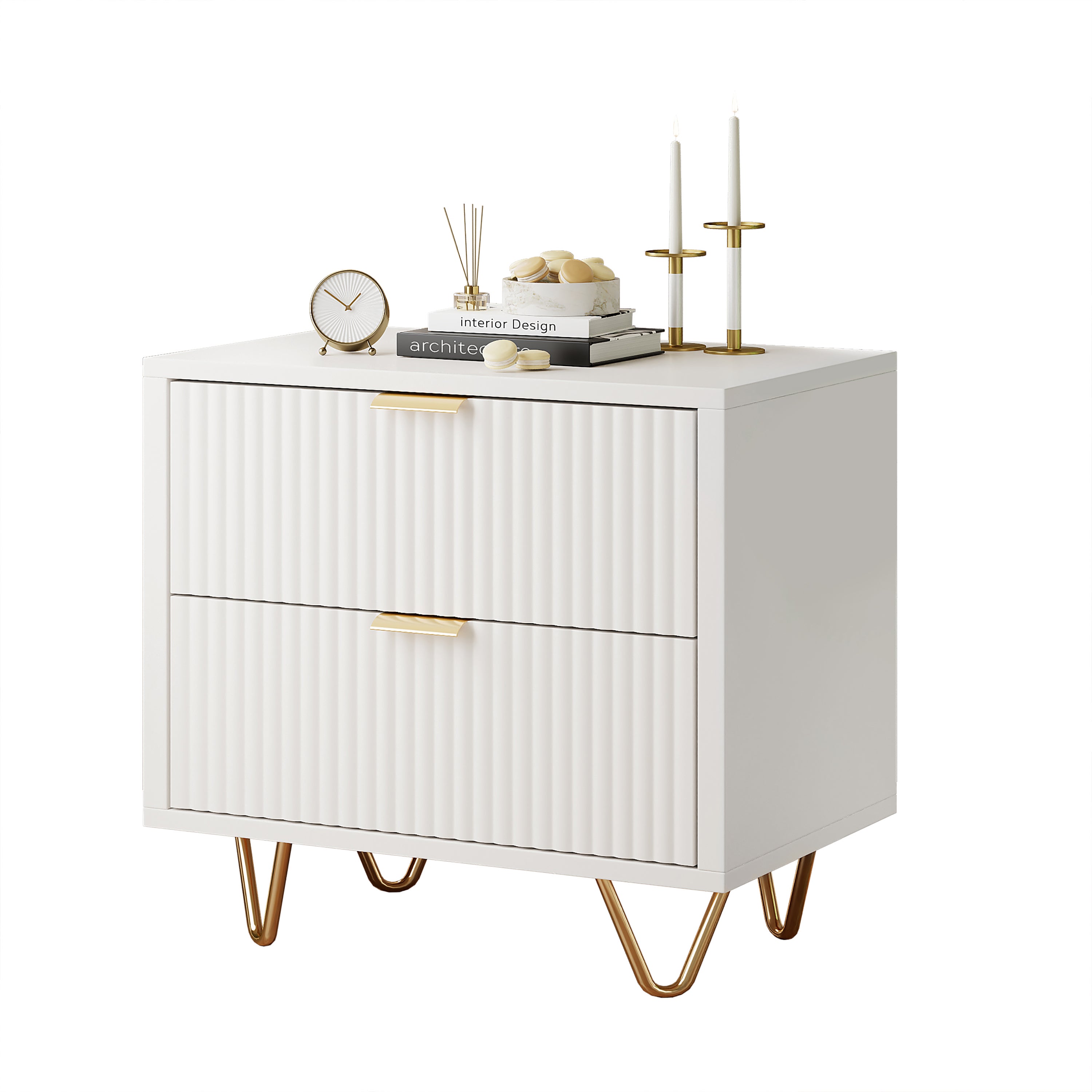 Lot De 2 Table de Chevet, Table de Nuit avec 2 tiroir en Bois Moderne pour Chambre à Coucher, Salon - 10