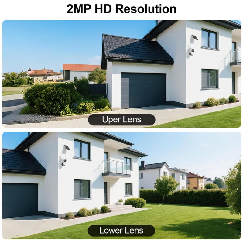 Caméra Surveillance 4K(2K+2K) WiFi Extérieure sans Fil Solaire , Double Objectif Double PIR, 360° Solaire Caméra, Vision Nocturne Couleur,ANRAN - 3