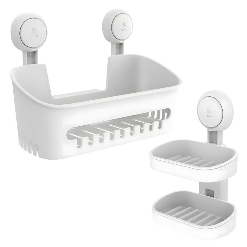 Lot de 2 étagères de Douche , étagère d'angle de salle de bain, étagère