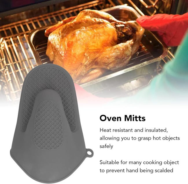 Ensemble De 2 Gants De Four En Silicone Résistants à La Chaleur - Anti-Dérapants Et Confortables (Gris)