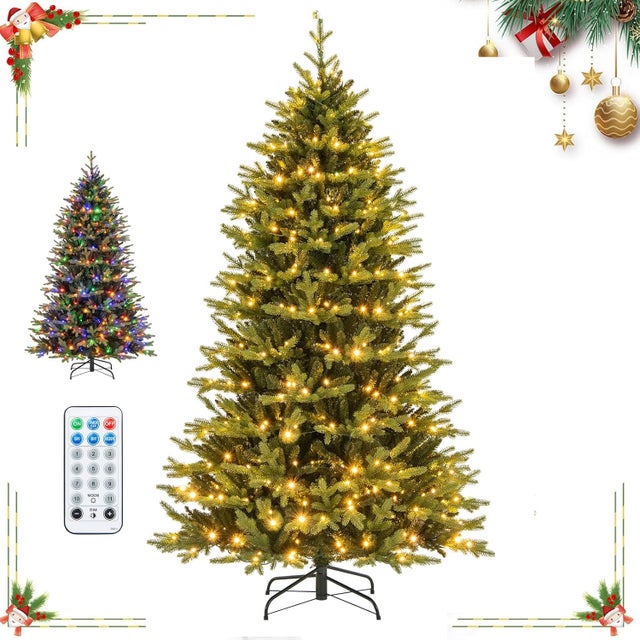 Albero di Natale 135/200/225 cm, Albero di Natale Slim con 150/250/350 Luci a LED Calde, 226/708/1085 Rami Folti e Base di Metallo, Albero di Natale c