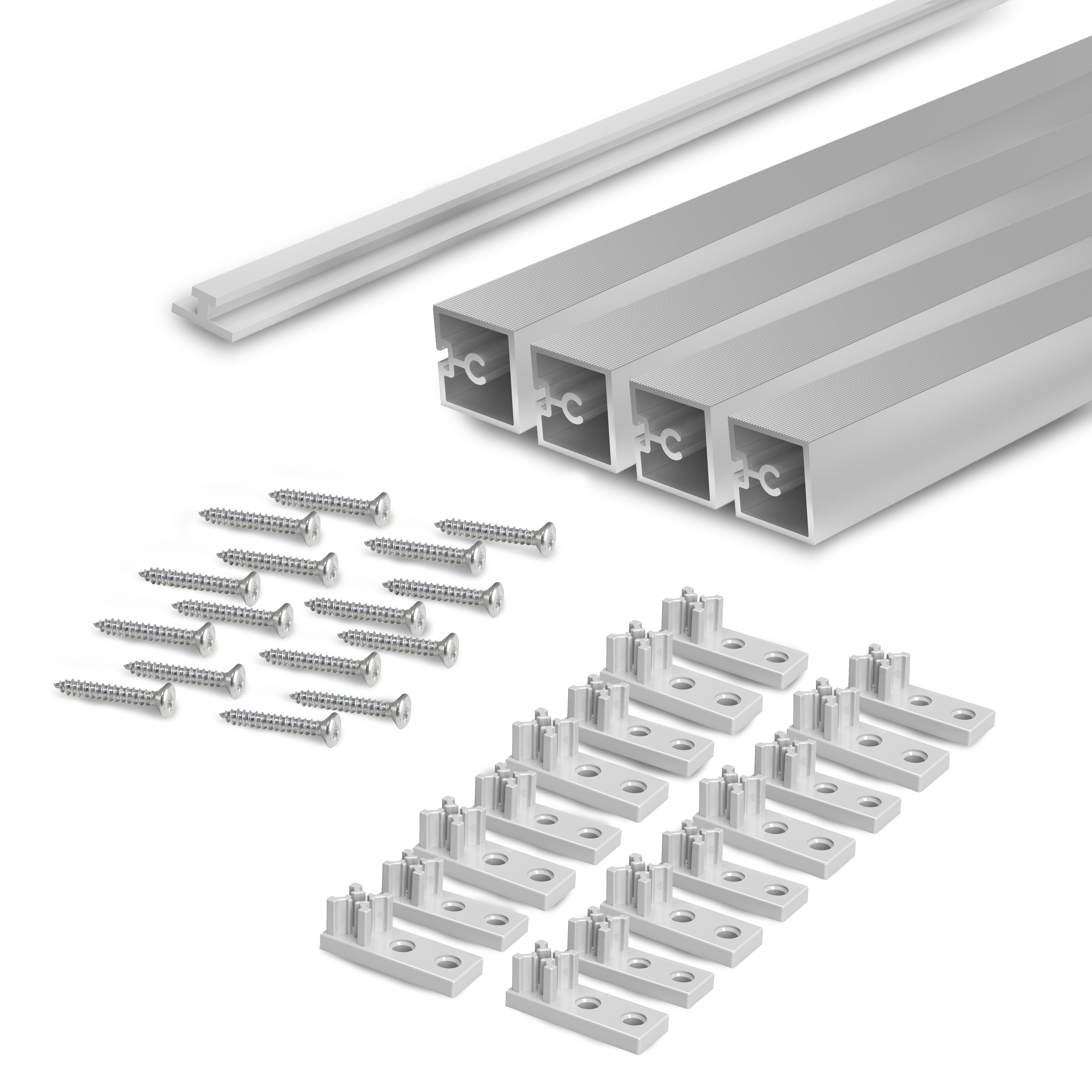 Emuca Pakiet 4 wieńców aluminiowych Albeam, akcesoria do montażu, Aluminium i Plastik, Anodowany matowy