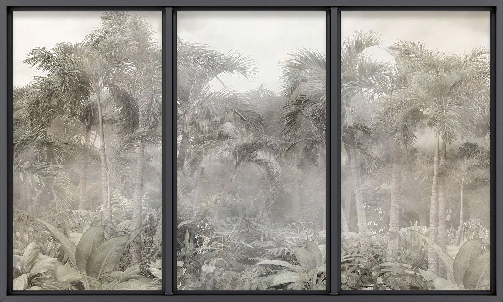 Papier peint panoramique intissé décoratif Trompe l'oeil baie vitrée - Jungle - L195 cm x H117 cm - 2