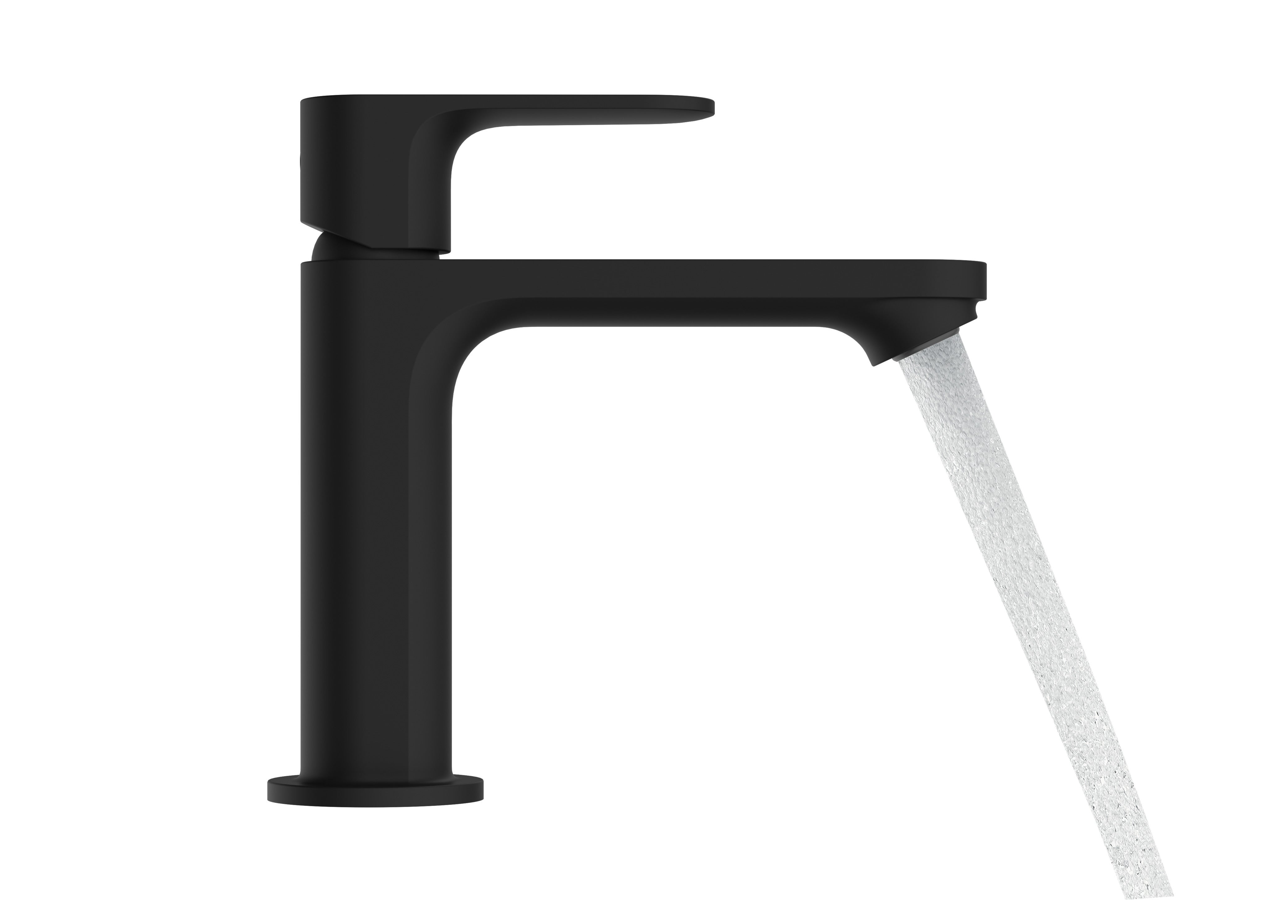 Jednouchwytowa bateria umywalkowa Hansgrohe z kompletem odpływowym Rebris E czarny mat