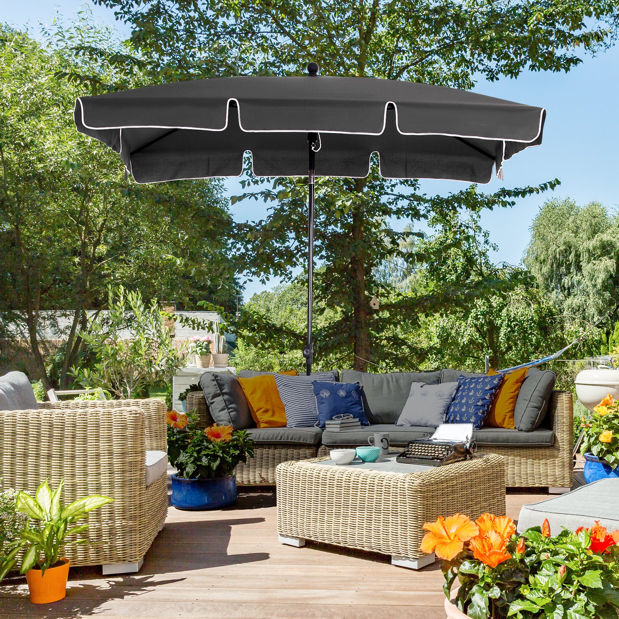 Outsunny Ombrellone da Giardino, Spiaggia o Terrazza con Doppio