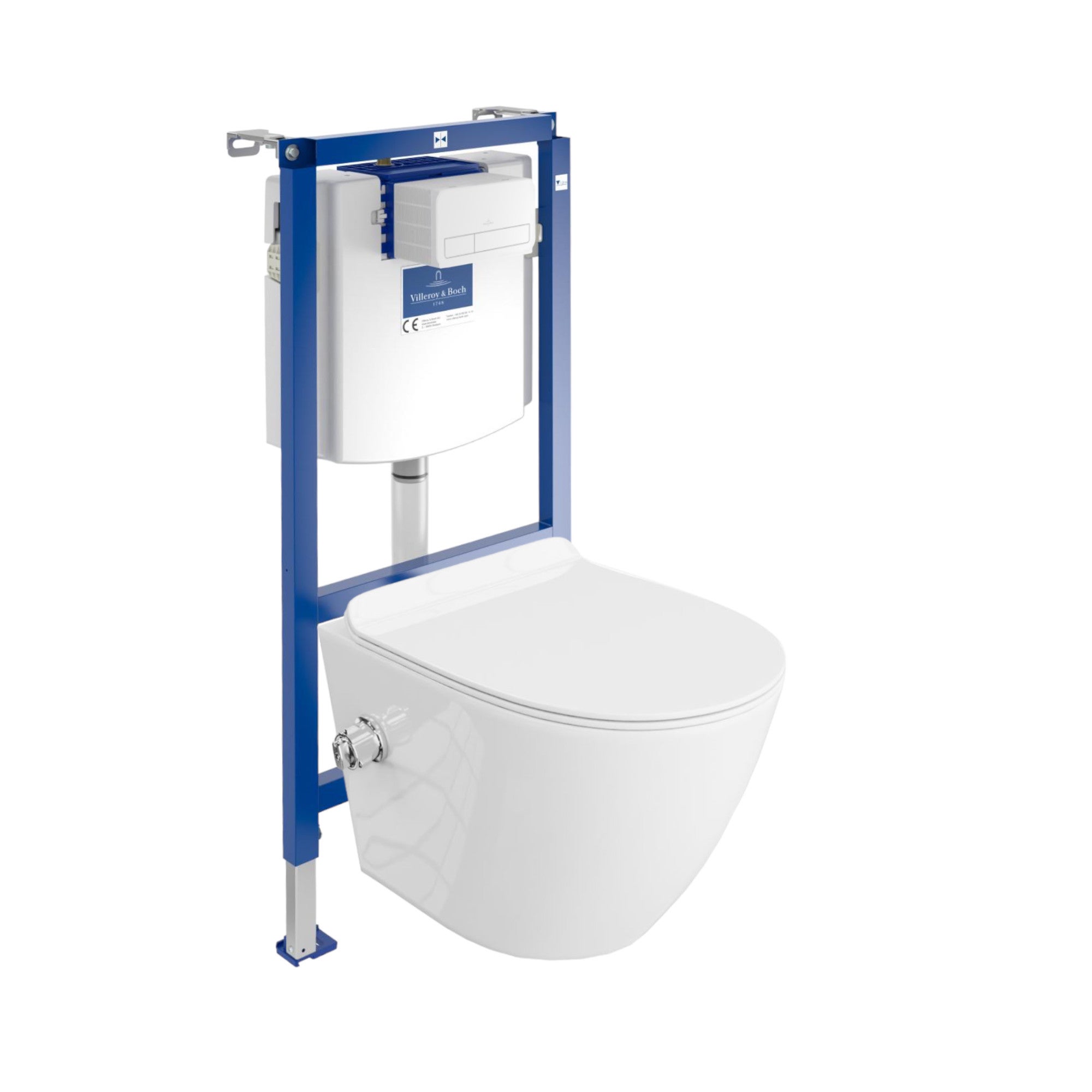 WC Suspendu Complet Grohe Salto + Cadre Solido - Blanc - Abattant à Fermeture Douce - Économie D'eau