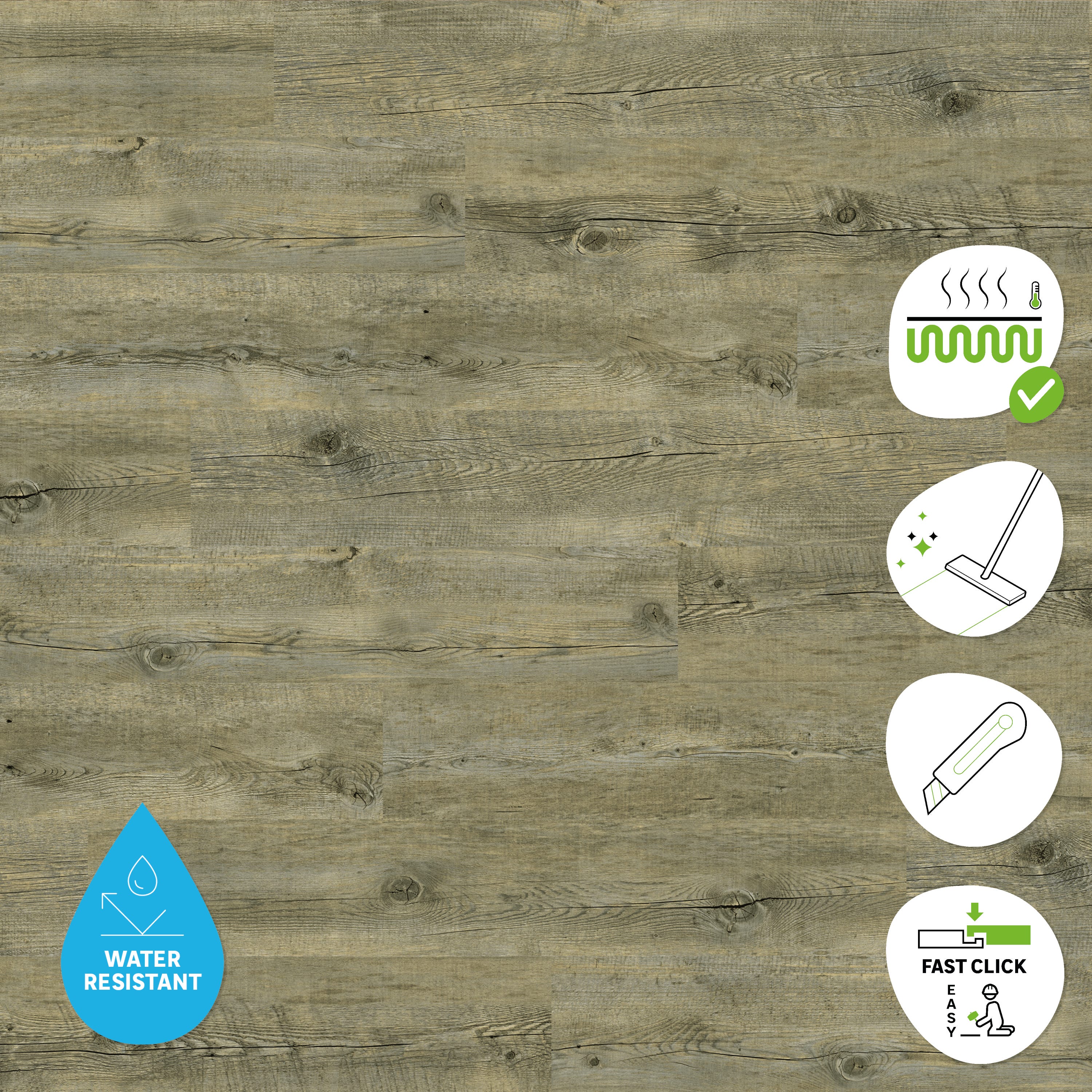 ARTENS - Échantillon de lame PVC - 28 x 15 cm - Sol PVC à clipser AMBON - FORTE - Effet Bois - Gris / Beige - Epaisseur 4 mm - Classe 32 - 8