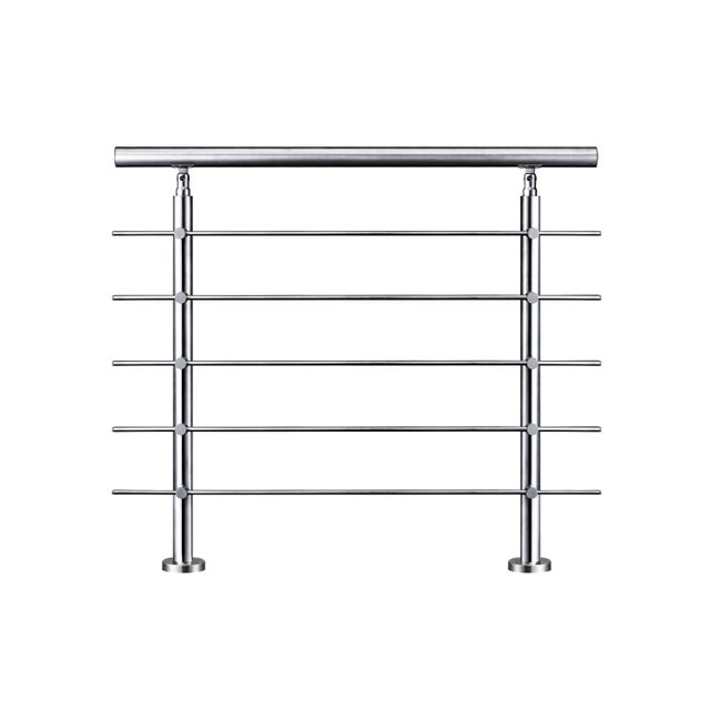 Garde-corps 100cm avec main courante, en acier inoxydable 201, pour intérieur et extérieur, garde-corps avec 5 traverses