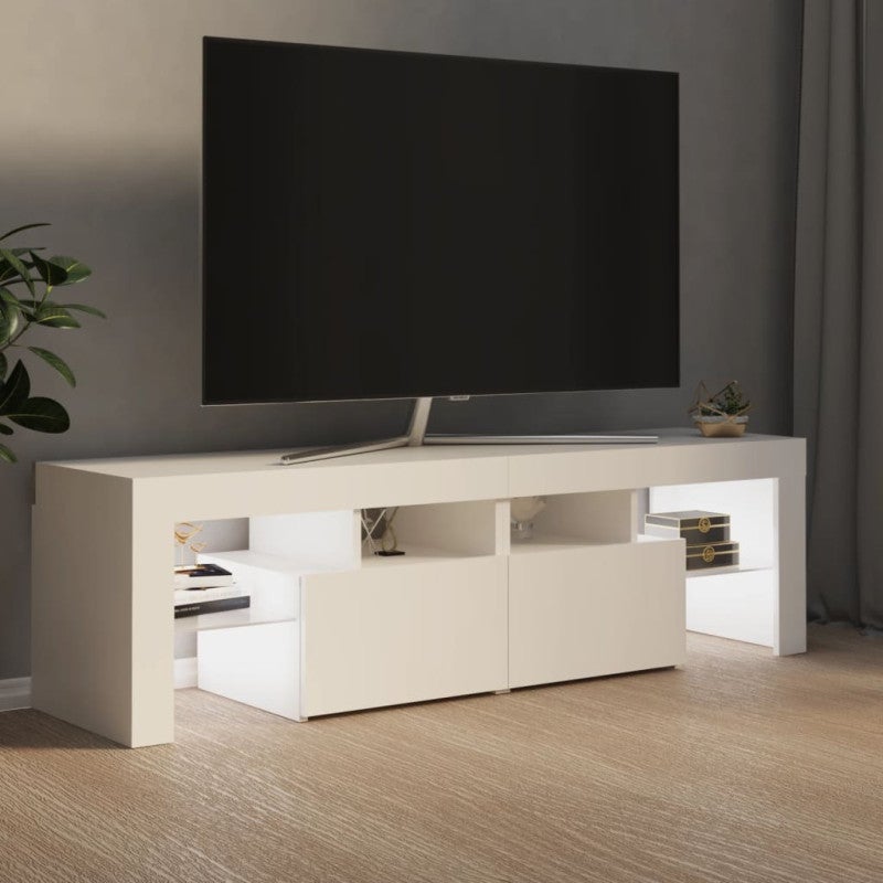 Meuble TV avec lumières LED Blanc 140x36,5x40 cm - 4