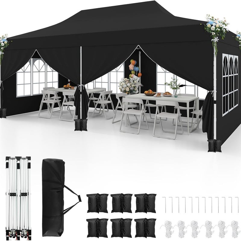 Pawilon składany 3 x 6 m, z 6 zdejmowanymi ściankami bocznymi, odporny na działanie wody, stabilny, odporny na warunki zimowe,namiot imprezowy z