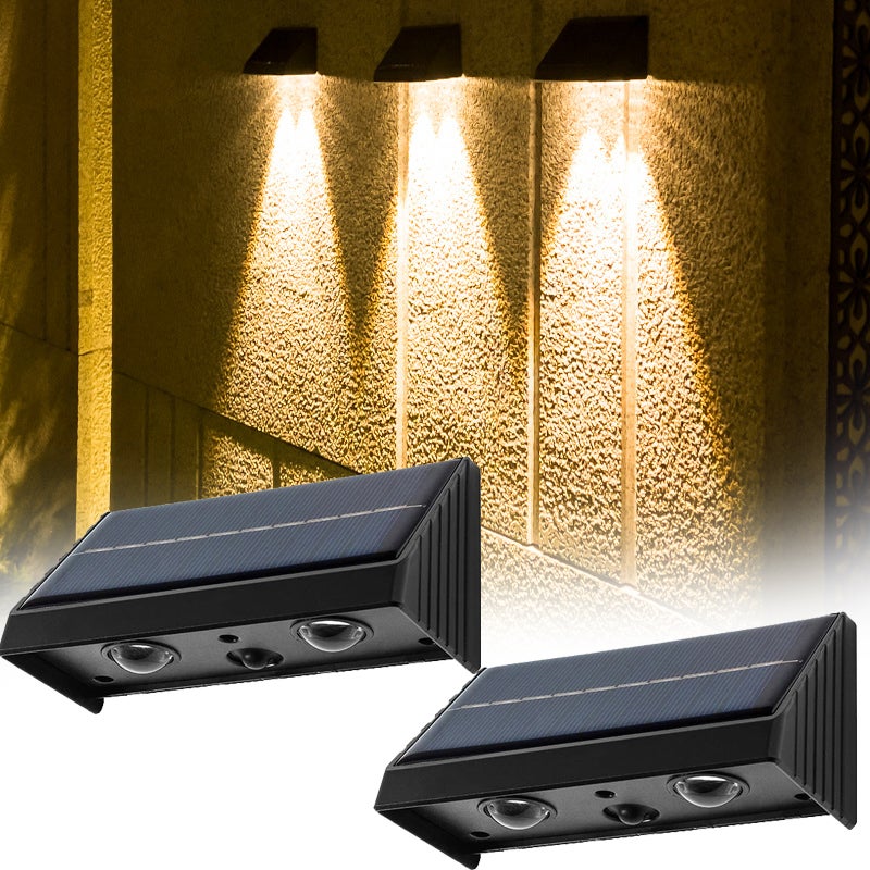 Zestaw lamp solarnych zewnętrznych wodoodpornych na ogrodzenie od zmierzchu do świtu dekoracja ścienna zewnętrzna na mur balustradę werandę ogród