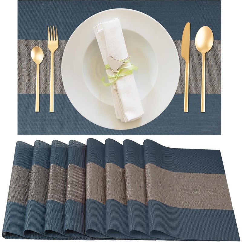 Zestaw 8 zmywalnych podkładek kuchennych, łatwych do czyszczenia i przechowywania (30x45 cm, kolor niebieski)