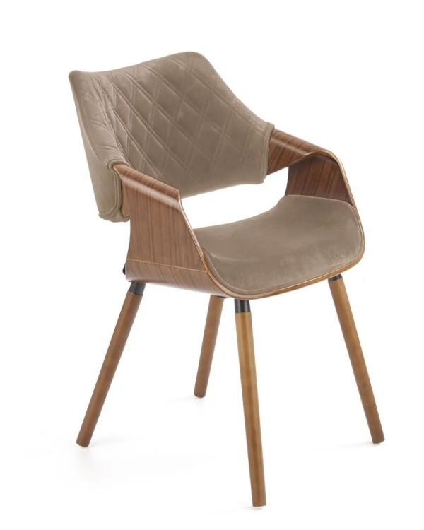 Krzesło tapicerowane K396 VELVET beżowe/orzech