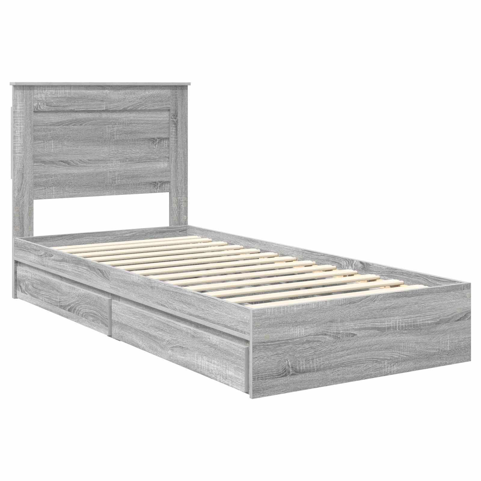 Lit de rangement gris 75 x 190 cm en panneau de bois - 4