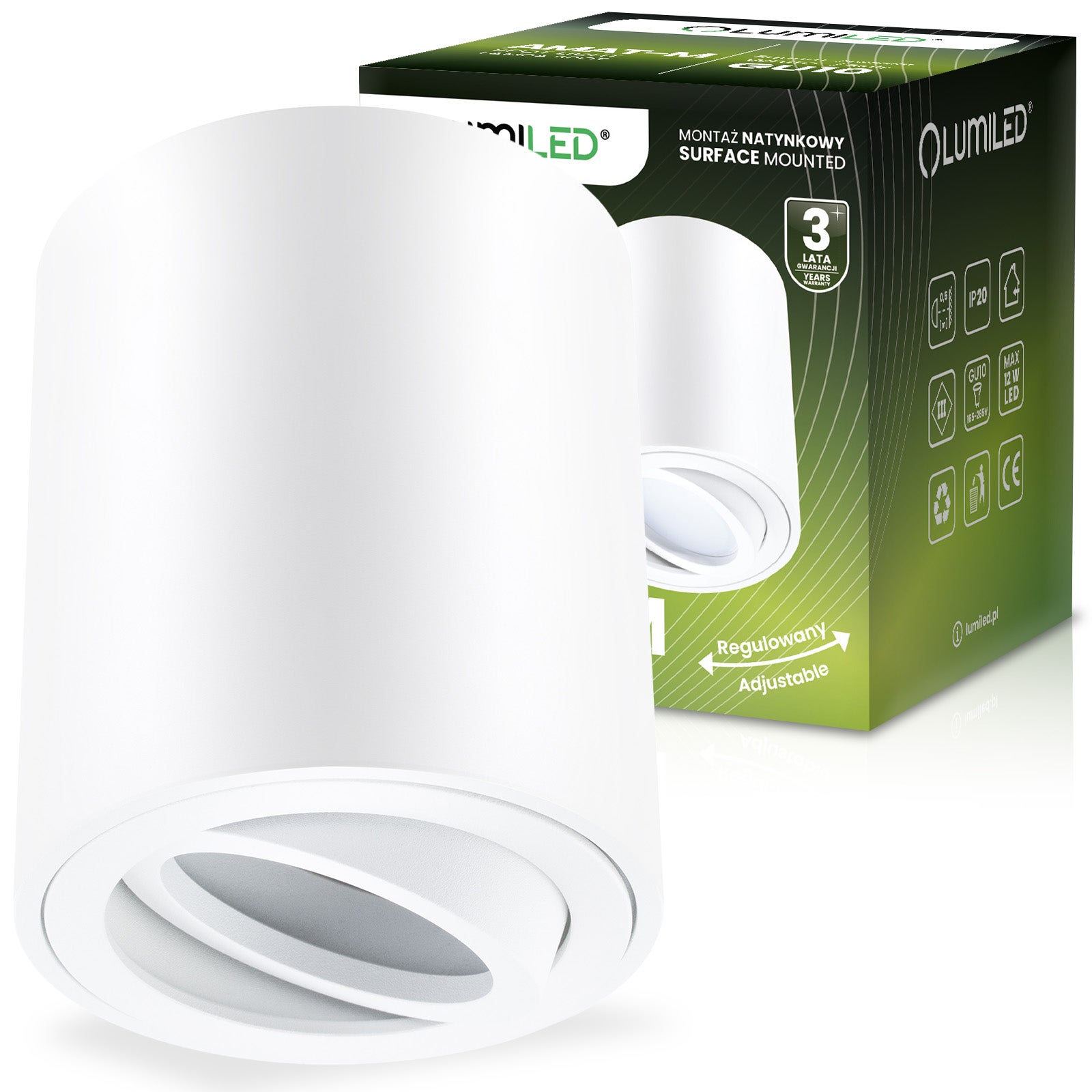 Oprawa Natynkowa Lumiled Halogenowa Spot Tuba Ruchoma GU10 Okrągła Biała 84mm 1 szt.