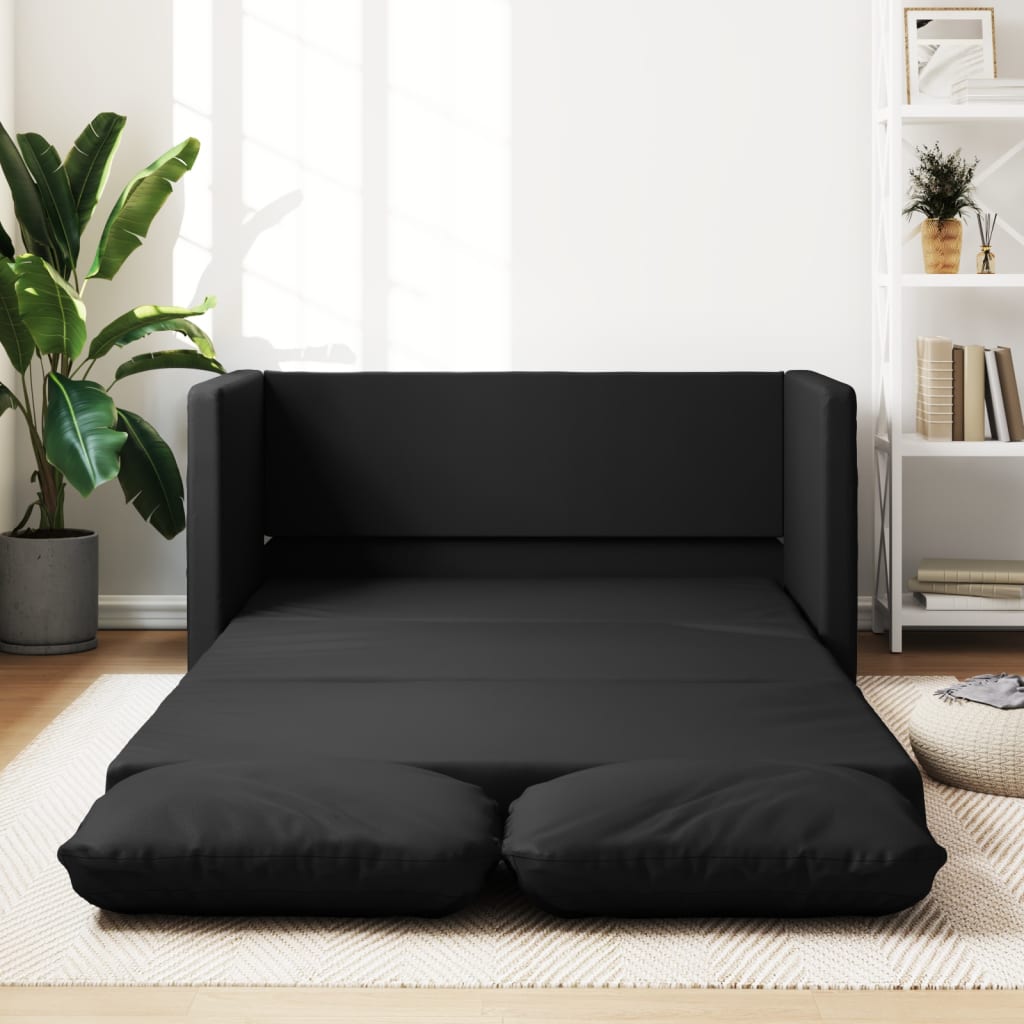 Maison exclusive - sofá cama de suelo 2 en 1 cuero sintético negro 112x174x55 cm