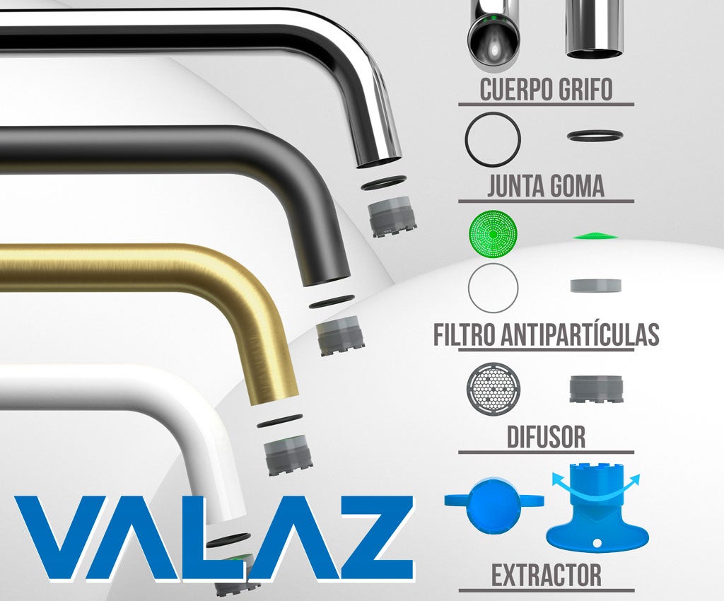 Valaz Robinet de lavabo rond à levier unique noir mat pour eau froide - Série Ason - 4